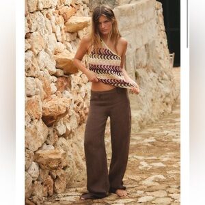 Brown Flowy Straight Leg Pant Zara Size 6